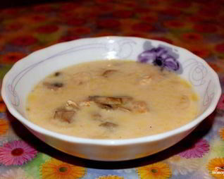 Сырный суп с курицей и грибами