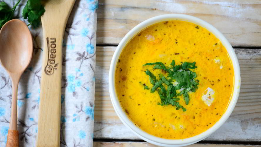 Рецепт сырного супа с лососем и рисом