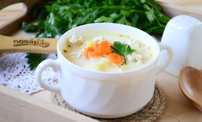 Сырный суп с морковкой