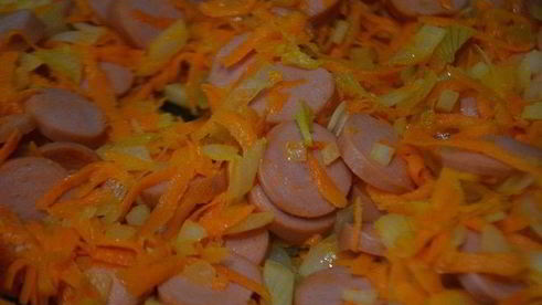 сырный суп с сосисками