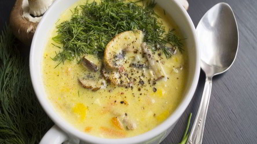 Рецепт сырного супа со свежими грибами