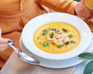 Тыквенный суп с морепродуктами