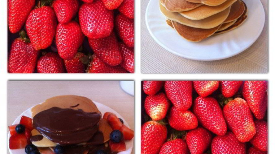 Рецепт американских панкейков с горячим шоколадом и ягодами