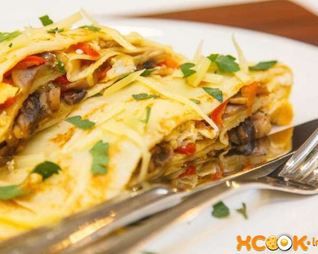 Блинчики креп с яйцом и грибами