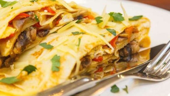 Рецепт Блинчиков креп с яйцом и грибами