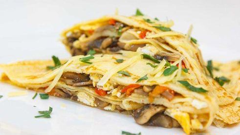 блинчики креп с яйцом и грибами