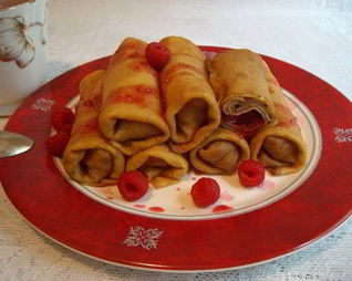 Блинчики с малиной