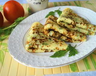 Блинчики с сыром и зеленью