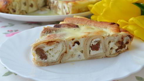 блинная ванильная улитка с творогом и изюмом