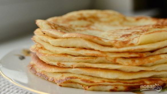 Рецепт Блинов с дрожжами на воде и кефире