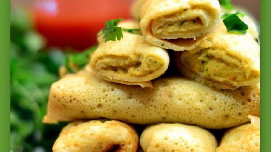 Рецепт дырчатых налистников с начинкой из гороха