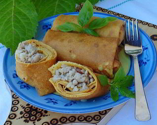 Тыквенные блины с мясом