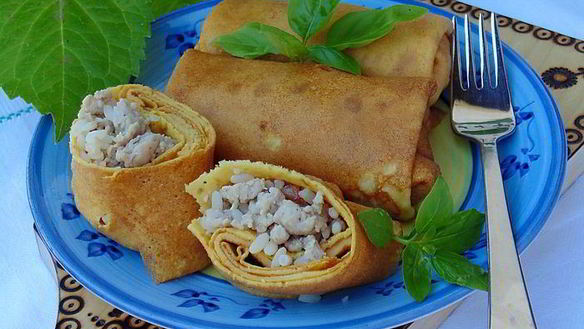 Рецепт Тыквенных блинов с мясом