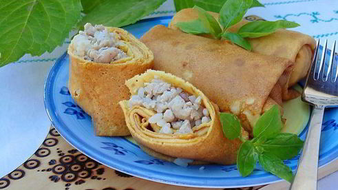 тыквенные блины с мясом