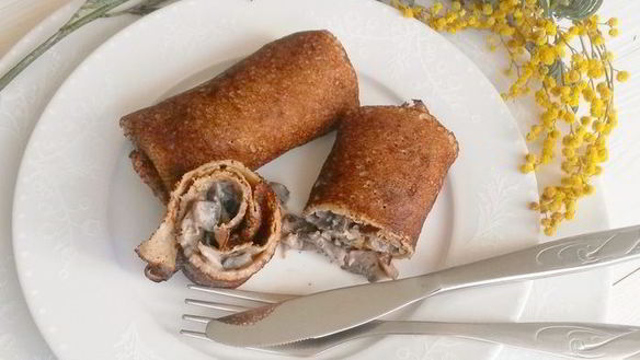 Рецепт Заварных гречневых блинов с шампиньонами