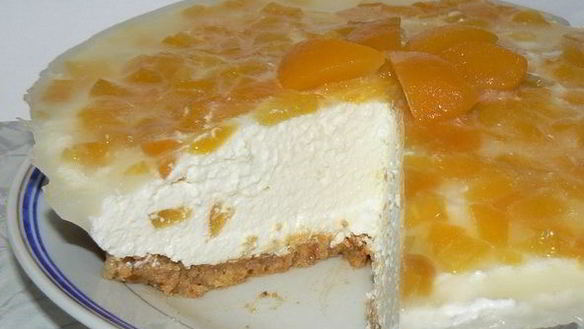 Рецепт Чизкейка без выпечки с персиками