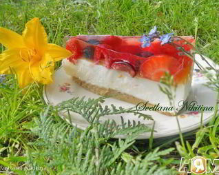 Чизкейк с фруктами и желе