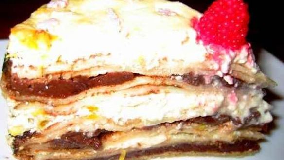 Рецепт Домашнего чизкейка с блинами и творогом