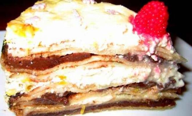 Домашний чизкейк с блинами и творогом