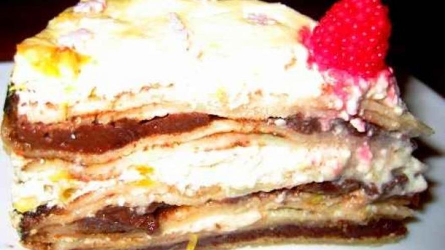 Рецепт домашнего чизкейка с блинами и творогом