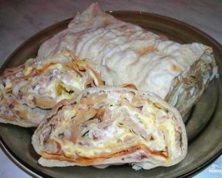 Лаваш с грибами и курицей