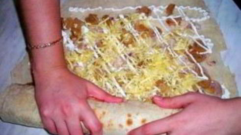 лаваш с грибами и курицей