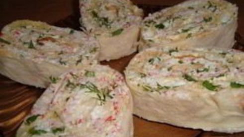 лаваш с крабовыми палочками и сыром