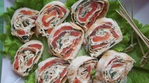 Рецепт Лаваша с красной рыбой и сыром