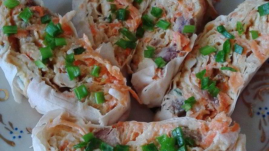 Рецепт салатной закуски в лаваше