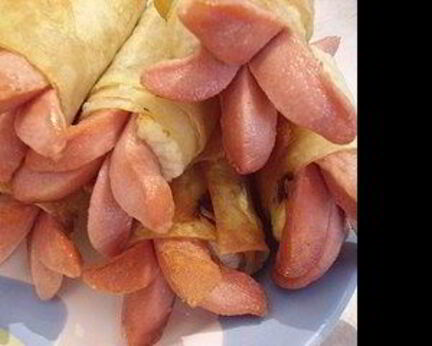 Сосиски с сыром в лаваше