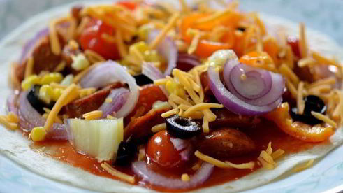 лепешки с колбасой чоризо