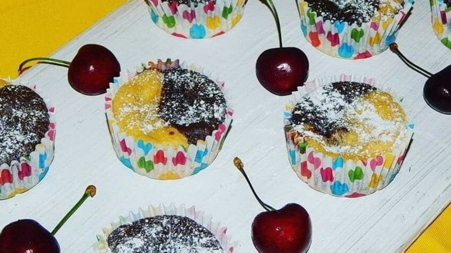 Рецепт маффинов дуэт с черешней