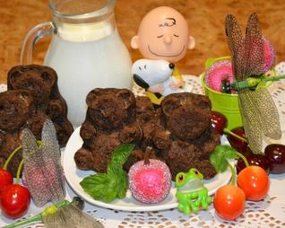 Шоколадно-банановые маффины Мишка Барни