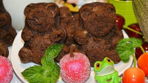 шоколадно-банановые маффины мишка барни