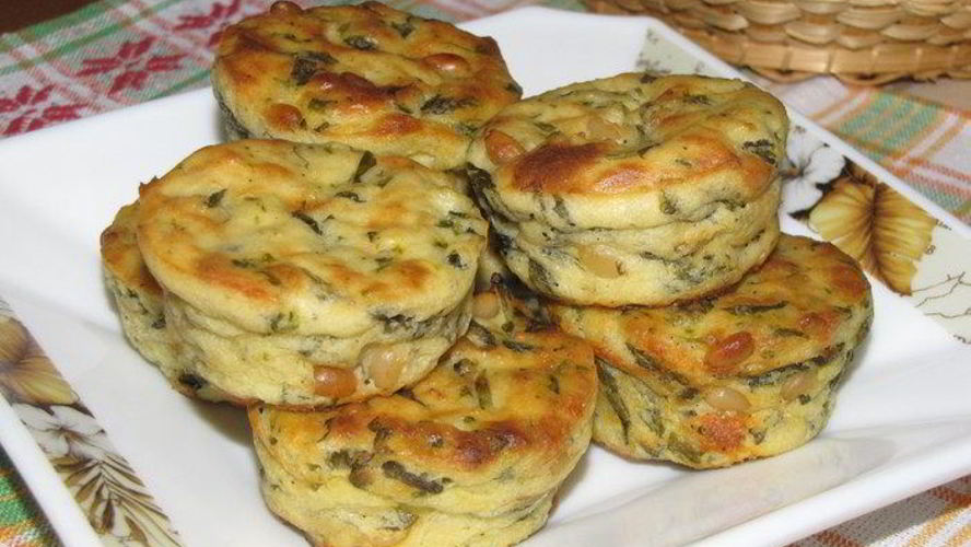 Рецепт творожных маффинов с кедровыми орешками и шпинатом