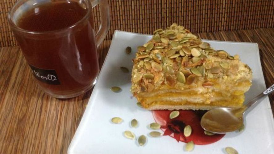 Рецепт насыпного манника с тыквенной начинкой