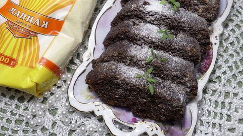 постный шоколадный манник с миндалем