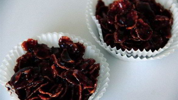 Рецепт Шоколадного печенья с кукурузными хлопьями без выпечки