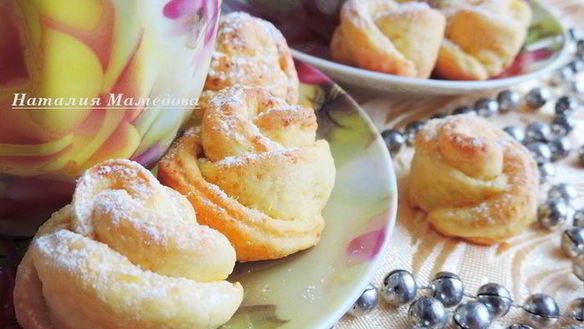 Рецепт Творожного печенья Чайная роза