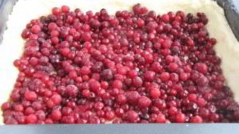 брусничный пирог со сметаной