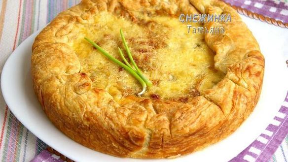 Рецепт Дважд грибной пирог на слоеном тесте