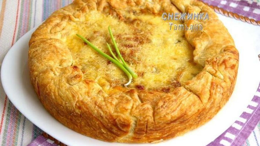 Рецепт дважд грибной пирог на слоеном тесте