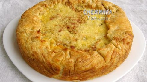дважды грибной пирог на слоеном тесте