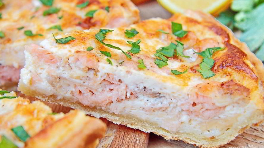 Рецепт французского пирога киш с лососем