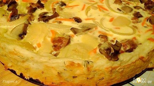 Рецепт Киша с грибами, печенью и картофелем