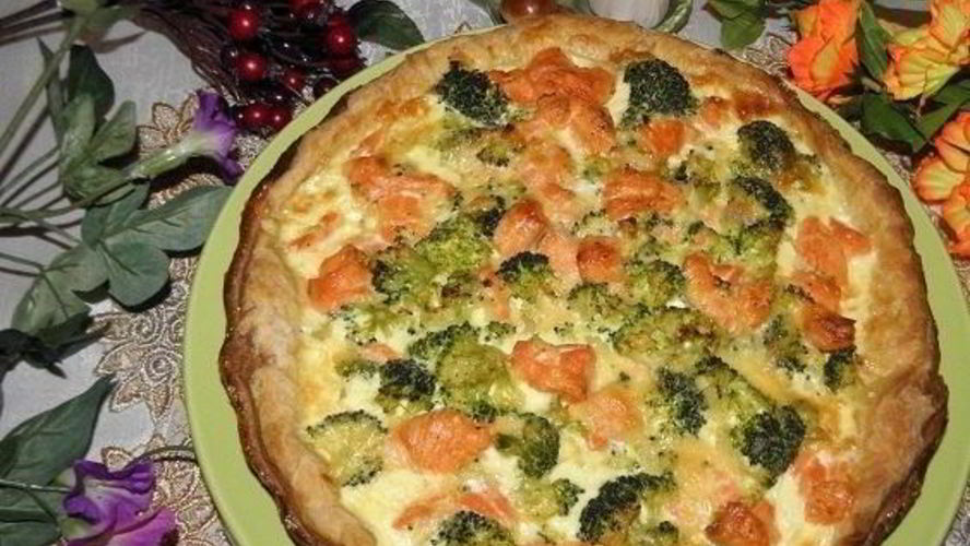 Рецепт киша с семгой и брокколи