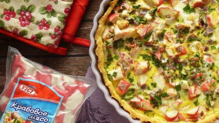 Рецепт крабового киша