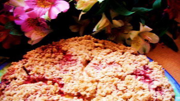 Рецепт Овсяного пирога с творогом и клубникой