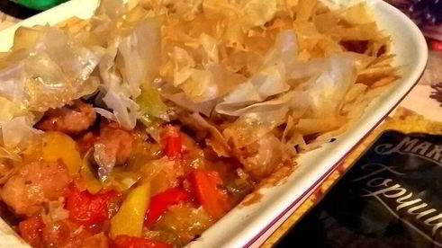 пастуший пирог с корочкой из слоеного теста