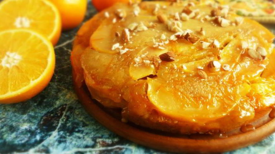 Рецепт пирога-перевертыша с айвой и апельсинами